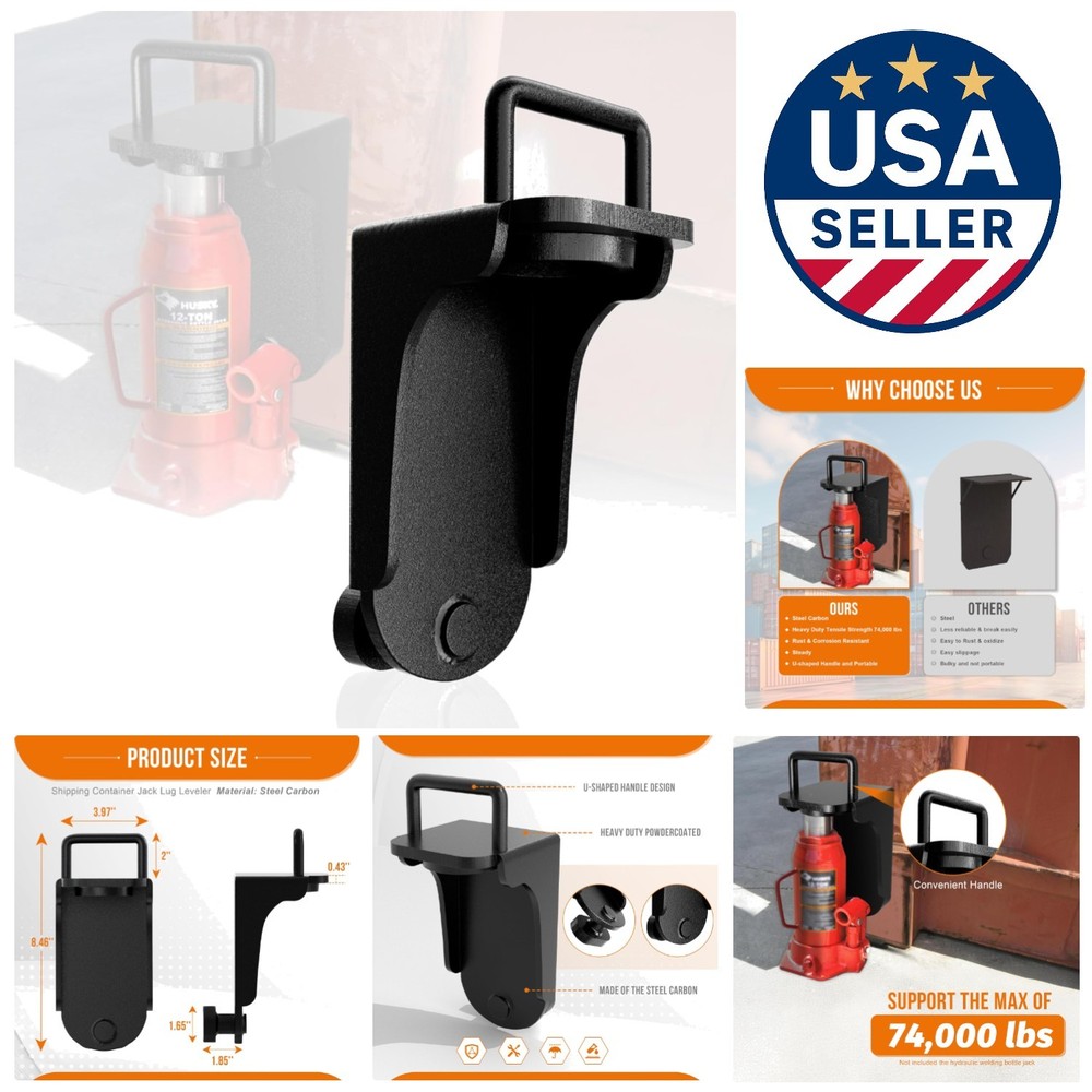 Durable Black Shipping Container Jack Lug, 75000 lbs Capacity, Easy Grip Handle