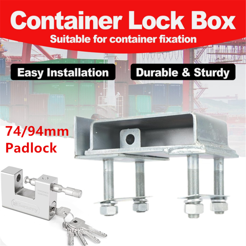 Bolt-On Shipping Container Lock Box Heavy Duty and Padlock Includes 5 Keys