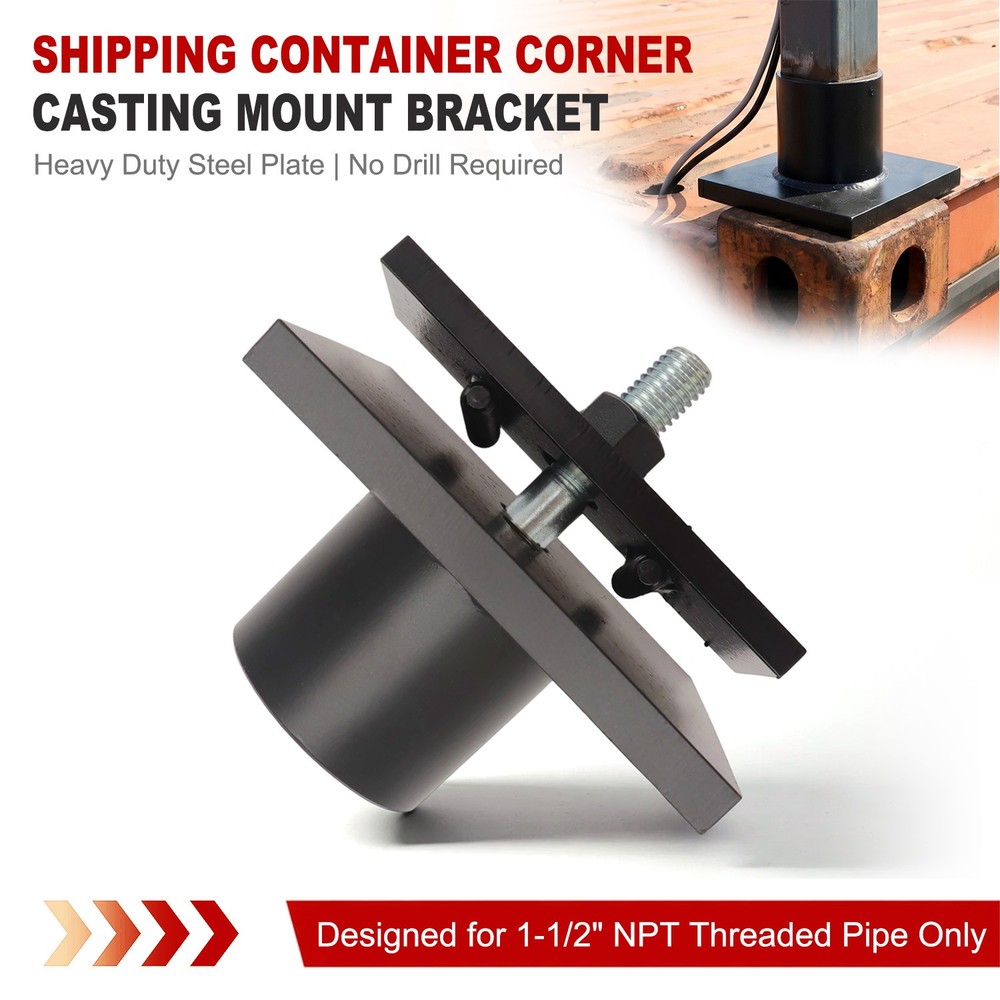 Shipping Container Mount Bracket No Drill For Camera Light Flag Pole 1-1/2″ NPT