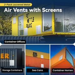 2 Pack Heavy Duty Shipping Container Vents with Metal Mesh, 11.26″x14″ Airflow f