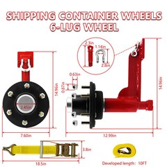 2Pack Shipping Container Wheels 6-Lug Wheels Kit.
