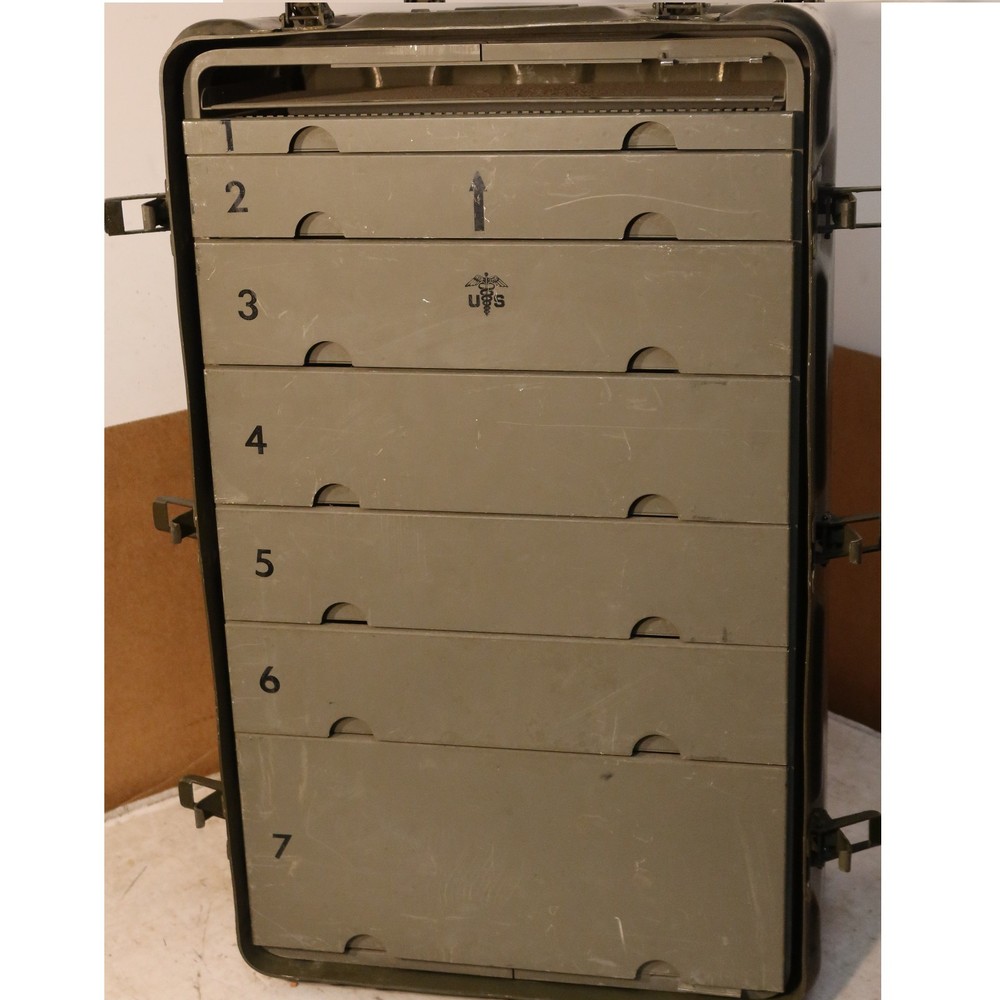 32x20x11 Aluminum Military Medical Chest with Medical Instrument 7 Drawer Unit