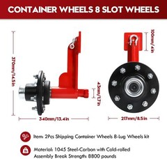 2Pack Shipping Container Wheels 8-Lug Wheels Kit,Shipping Container Accessories