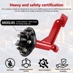 2 Pack Shipping Container Wheels 8×6.5 Lug with Heavy Duty Ratchet Tie Down Ship