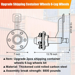 2PCS Shipping Container Wheel 6×5.5 Lug Kit Heavy Duty Shipping Container Axle