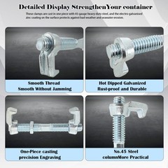 4PCS Shipping Container Bridge Fitting Clamp 280 mm/11’’ Screw Clamp 45 Steel