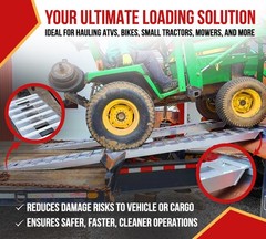 120″x15″x3″ Heavy Duty Aluminum Trailer Loading Ramps 10000 lbs Capacity (Pair)