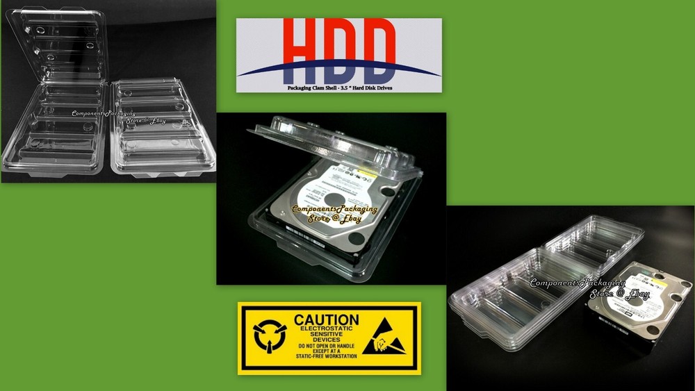 Server 3.5″ Hard Disk Drive Shipping Container Clam Shells – Lot of 3 10 30 100