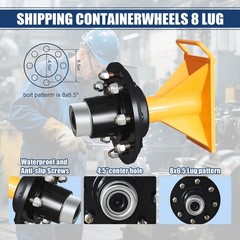 2Pack Shipping Container Wheels 8-Lug Wheels Kit,Shipping Container Accessories
